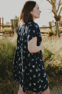 Lady Jane Outback Eclipse Navy Embroidered Organic Linen Dress - Outback Linen Co