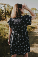 Lady Jane Outback Eclipse Navy Embroidered Organic Linen Dress - Outback Linen Co