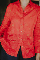 Lady Jane Red Embroidered Organic Long Sleeve Linen Shirt - Outback Linen Co