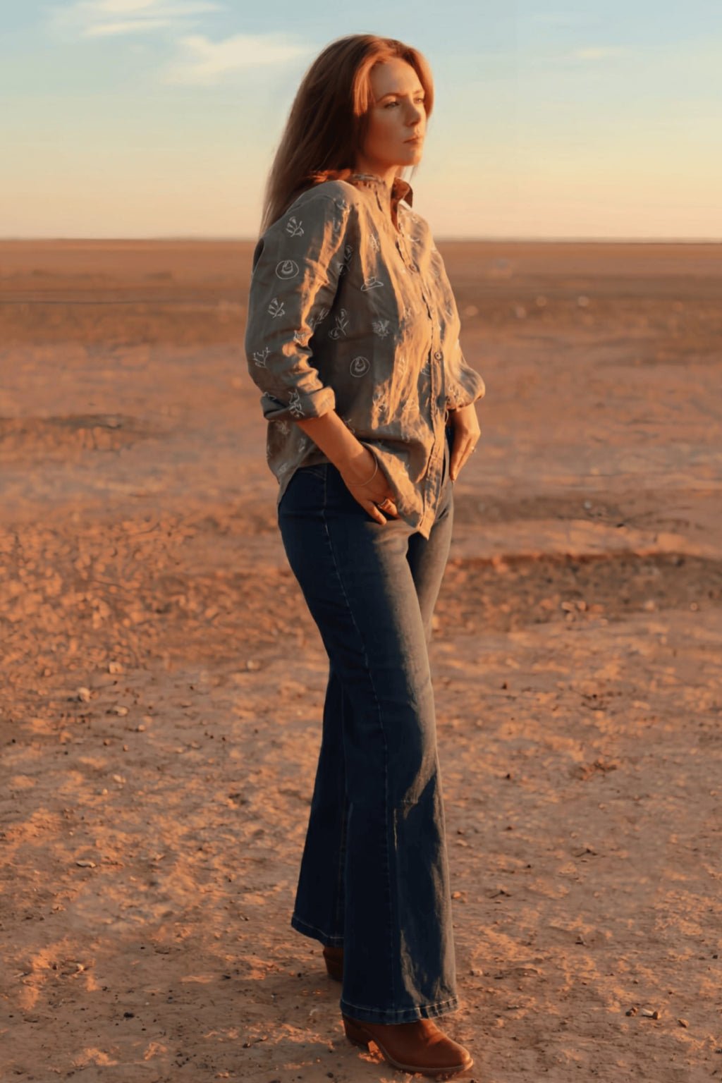 Lady Jane Spinifex Embroidered Long Sleeve Linen Shirt - Outback Linen Co