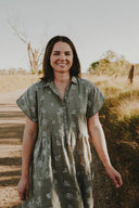 Lady Jane Spinifex Embroidered Organic Linen Dress - Outback Linen Co