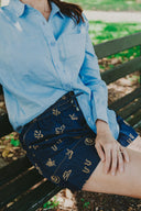 Lady Jane Denim Dark Embroidered Shorts