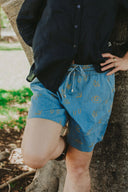 Lady Jane Denim Sky Blue Embroidered Shorts