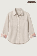 She's Arrived - The everyday linen shirt printed cuff