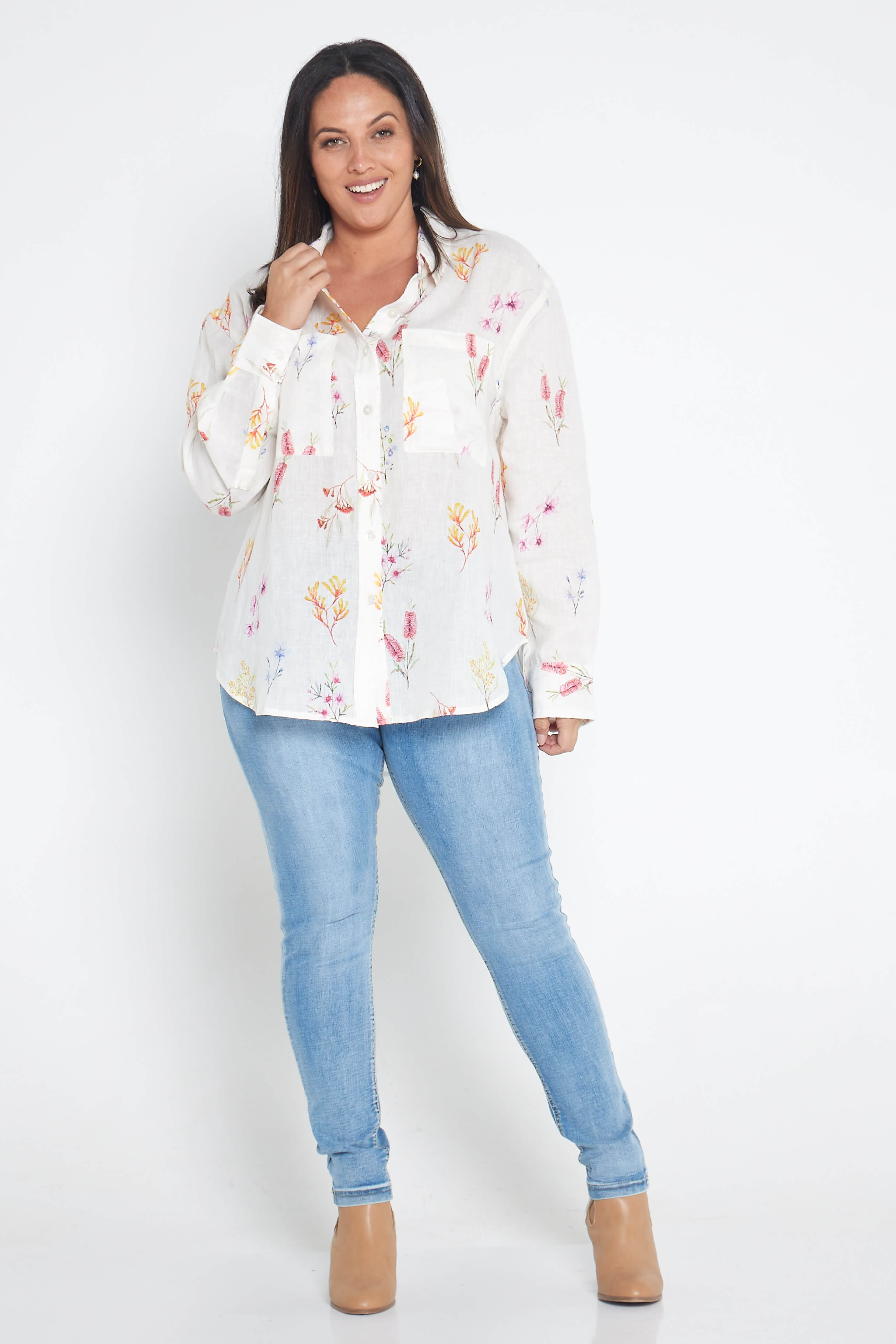 Outback Flora Long Sleeve Organic Linen Shirt - Outback Linen Co