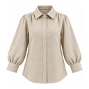 Stone – She's Arrived - Linen Blouse - Bloom cuff, cuff front