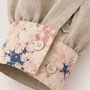 Stone – She's Arrived - Linen Blouse - Bloom cuff, print cuff button