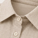 Stone – She's Arrived - Linen Blouse - Bloom cuff, print cuff collar