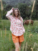 Outback Leaves Long Sleeve Organic Linen Shirt - Outback Linen Co