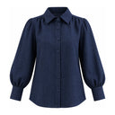 Navy – She's Arrived - Linen Blouse - Bloom cuff, cuff front