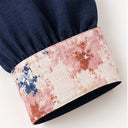 Navy – She's Arrived - Linen Blouse - Bloom cuff, print cuff