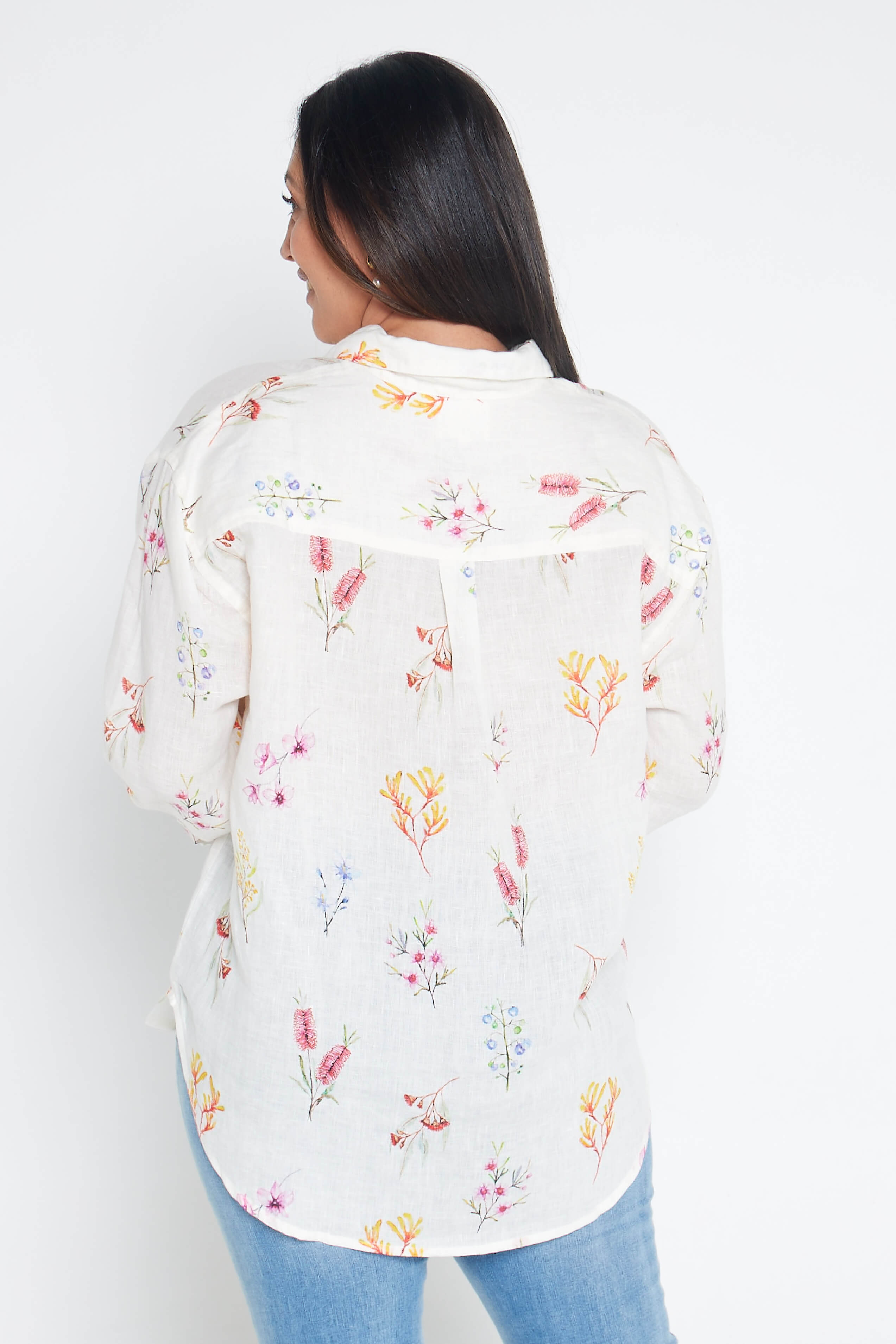 Outback Flora Long Sleeve Organic Linen Shirt - Outback Linen Co