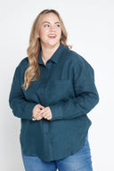Midnight Bloom Organic Linen Shirt With Printed Cuffs