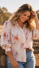 The Painted Lady Linen Blouse