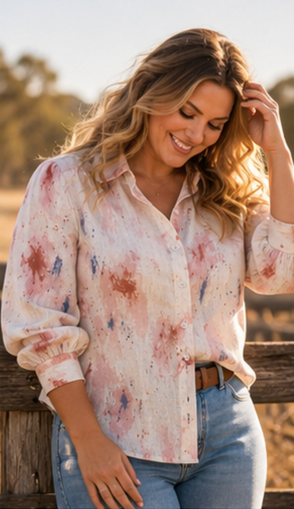 The Painted Lady Linen Blouse