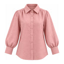 Blush Pink – She's Arrived - Linen Blouse - Bloom cuff, cuff front