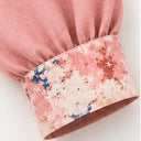 Blush Pink – She's Arrived - Linen Blouse - Bloom cuff, print cuff