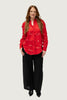 Red Rural Outback Embroidered Linen Long Sleeve Shirt