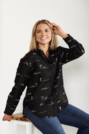 Rural Outback Black Embroidered Linen Shirt