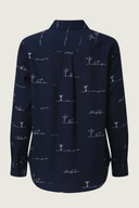 Rural Outback Eclipse Navy Embroidered Organic Long Sleeve Linen Shirt - Outback Linen Co