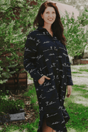 Rural Outback Everyday Outback Eclipse Navy Organic Linen Long Sleeve Dress - Outback Linen Co