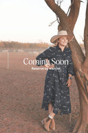 Rural Outback Everyday Outback Eclipse Navy Organic Linen Long Sleeve Dress - Outback Linen Co