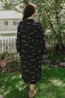 Rural Outback Everyday Outback Eclipse Navy Organic Linen Long Sleeve Dress - Outback Linen Co