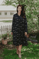 Rural Outback Everyday Outback Eclipse Navy Organic Linen Long Sleeve Dress - Outback Linen Co