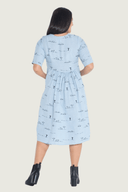 Rural Outback Sky Blue Organic Linen Short Sleeve Dress - Outback Linen Co
