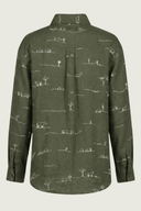 Rural Outback Spinifex Embroidered Organic Linen Long Sleeve Shirt - Outback Linen Co