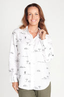 Rural Outback White Embroidered Long Sleeve Linen Shirt - Outback Linen Co