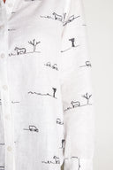 Rural Outback White Embroidered Long Sleeve Linen Shirt - Outback Linen Co
