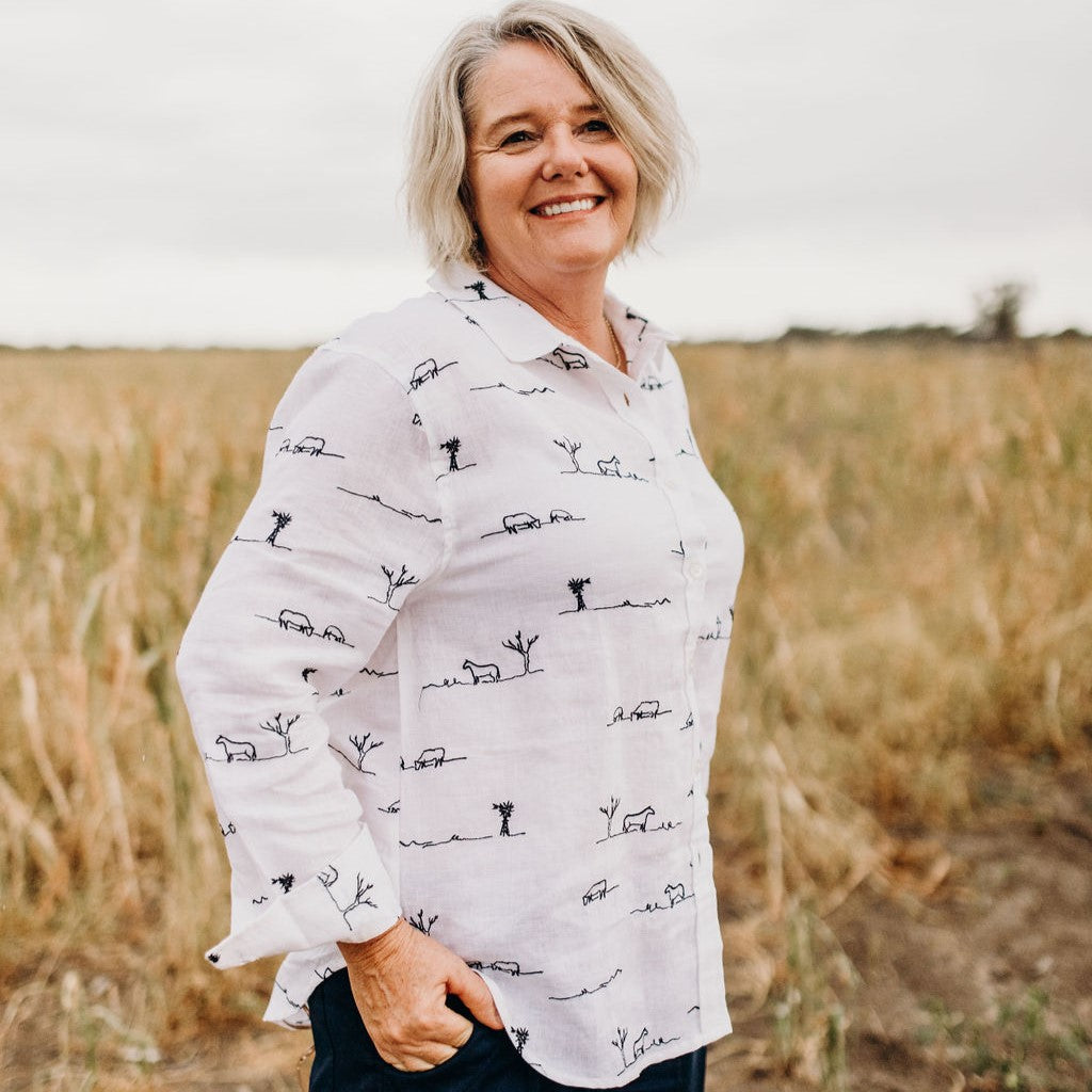 White Rural Outback Linen Shirt