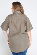 Spinifex Green Organic Linen Short Sleeve Shirt