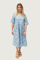 Rural Outback Linen Dress - Short Sleeve