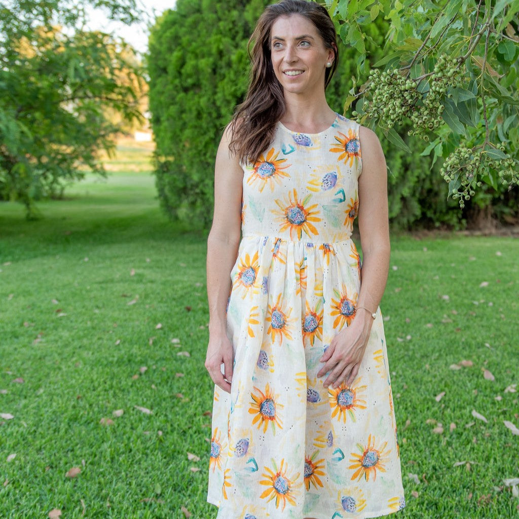 Sunflower Sleeveless Organic Linen Dress