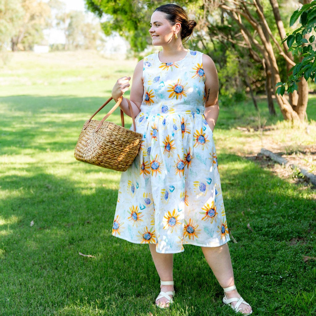 Sunflower Sleeveless Organic Linen Dress