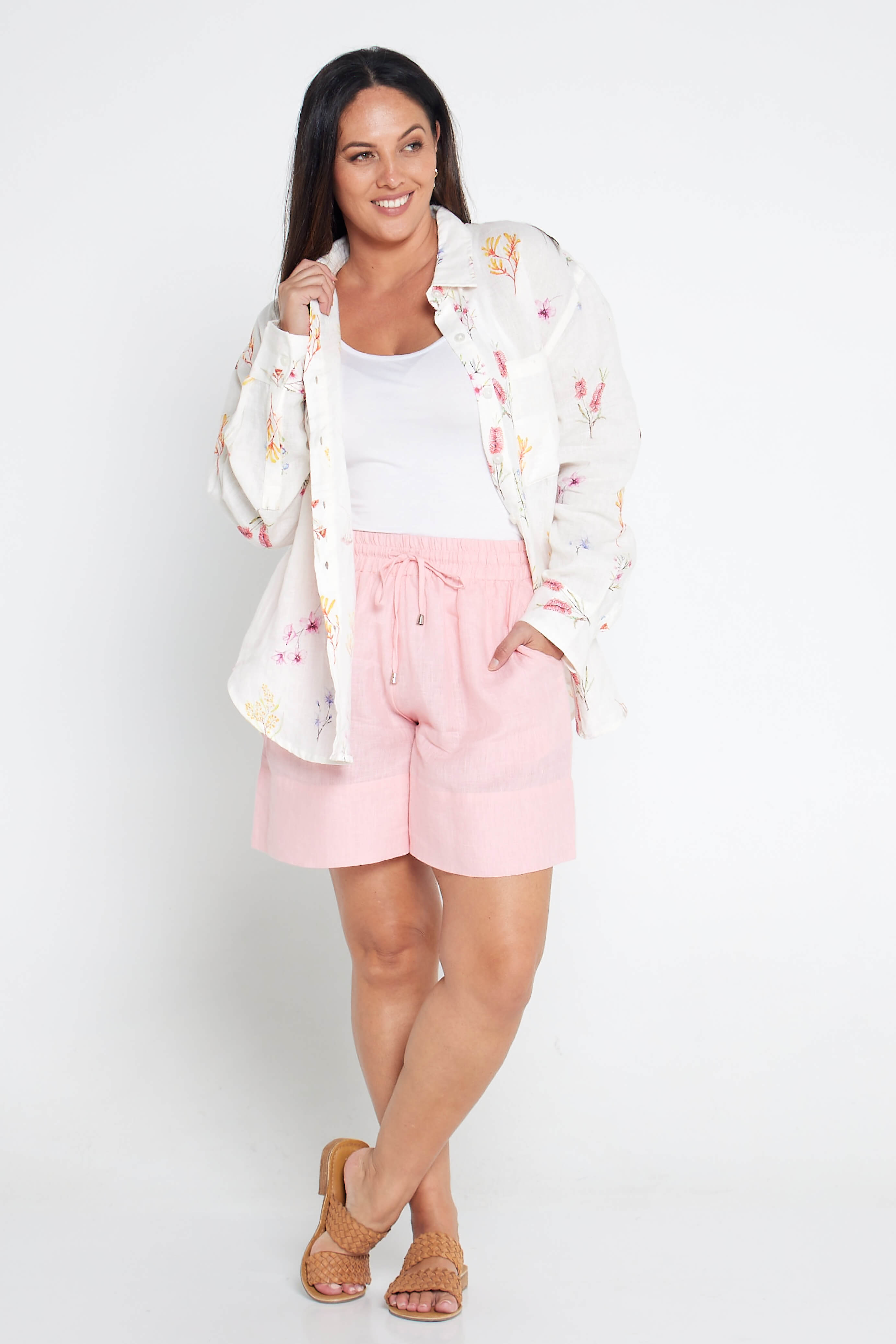Outback Flora Long Sleeve Organic Linen Shirt - Outback Linen Co