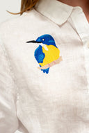 Feather and Flight Linen Shirt - Kingfisher