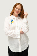 Feather and Flight Linen Shirt - Kingfisher