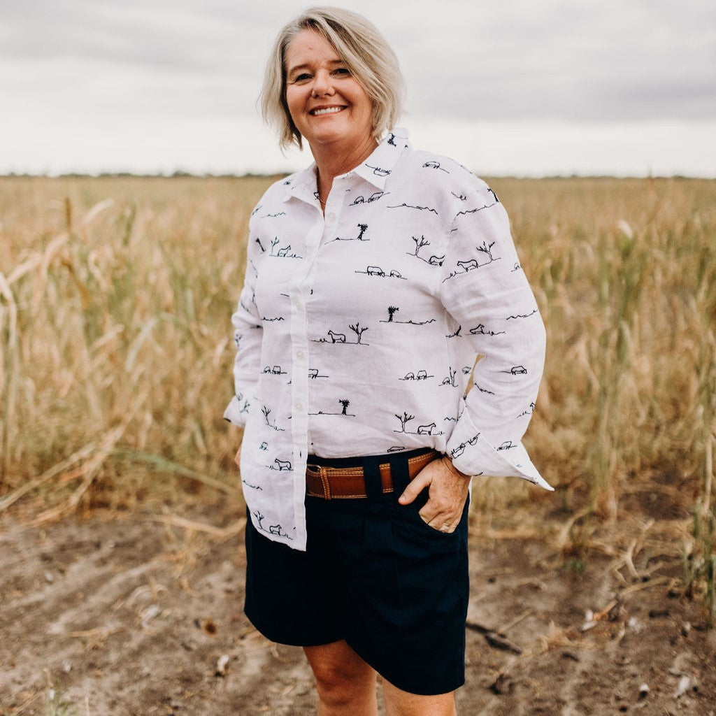 White Rural Outback Linen Shirt