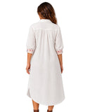 White – Everyday Linen Dress - She's Arrived [Pre-Order], cuff back