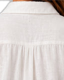 White – Everyday Linen Dress - She's Arrived [Pre-Order], cuff back yoke detail