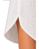 White – Everyday Linen Dress - She's Arrived [Pre-Order], cuff hem detail