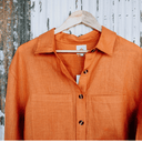 Orange Rust Organic Linen Shirt – Stylish, Comfort & Sustainable - Perfect for Women Who Love Eco-Friendly Fashion | Available in Sizes 6 & 8