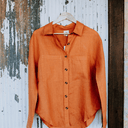 Orange Rust Organic Linen Shirt – Stylish, Comfort & Sustainable - Perfect for Women Who Love Eco-Friendly Fashion | Available in Sizes 6 & 8