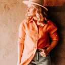 Orange Rust Organic Linen Shirt – Stylish, Comfort & Sustainable - Perfect for Women Who Love Eco-Friendly Fashion | Available in Sizes 6 & 8